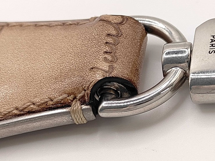 Berluti ベルルッティ シューホーン キーホルダー カリグラフィ シルバー ブラウン メタル スクリットレザー メンズ 美品