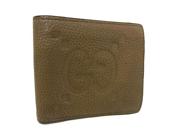 GUCCI グッチ 二つ折り財布 ジャンボGG コインウォレット 739479 ブラウン系 レザー メンズ 美品