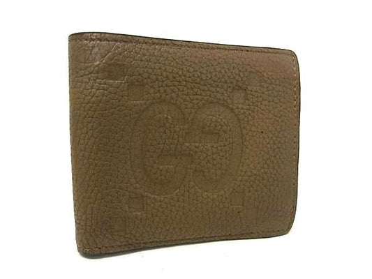GUCCI グッチ 二つ折り財布 ジャンボGG コインウォレット 739479 ブラウン系 レザー メンズ 美品