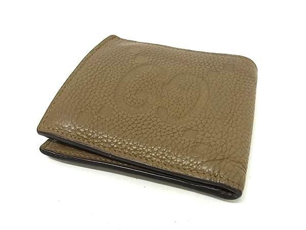 GUCCI グッチ 二つ折り財布 ジャンボGG コインウォレット 739479 ブラウン系 レザー メンズ 美品