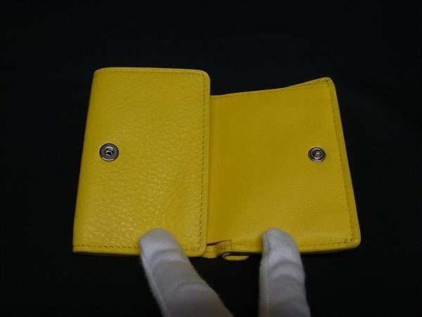 BALENCIAGA バレンシアガ 三つ折り財布 ペーパーミニ 391446 イエロー系 レザー レディース 美品