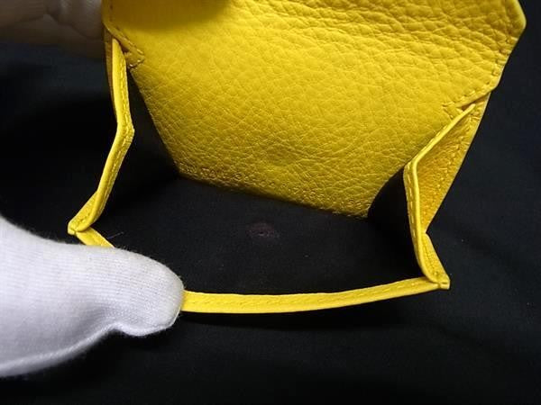 BALENCIAGA バレンシアガ 三つ折り財布 ペーパーミニ 391446 イエロー系 レザー レディース 美品