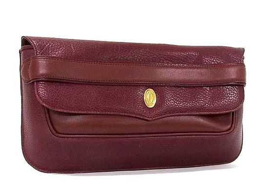 Cartier カルティエ クラッチバッグ マストライン ボルドー系 レザー レディース ゴールド金具 美品
