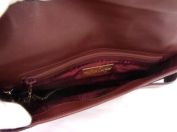 Cartier カルティエ クラッチバッグ マストライン ボルドー系 レザー レディース ゴールド金具 美品