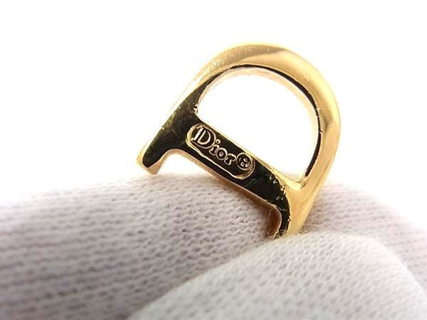 Christian Dior ディオール ネックレス CDロゴ スイング ゴールド系 メタル ラインストーン レディース 超美品