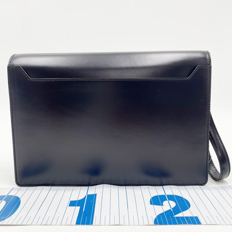 LOEWE ロエベ クラッチバッグ アナグラム ディプロマティコ 361.75.001 ブラック系 カーフレザー メンズ リストレット シルバー金具 セカンドバッグ 超美品