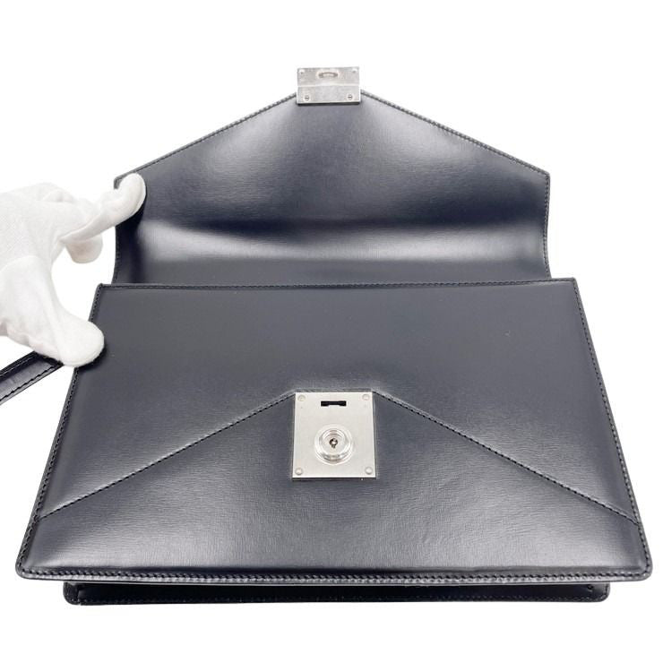 LOEWE ロエベ クラッチバッグ アナグラム ディプロマティコ 361.75.001 ブラック系 カーフレザー メンズ リストレット シルバー金具 セカンドバッグ 超美品