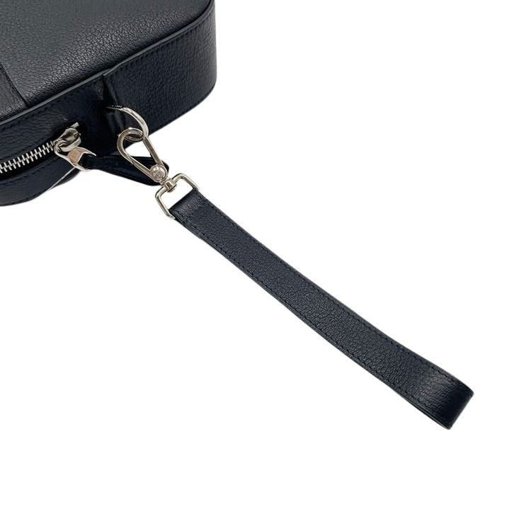 dunhill ダンヒル クラッチバッグ セカンドバッグ ブラック系 レザー メンズ リストレット シルバー金具 クラッチバッグ 美品