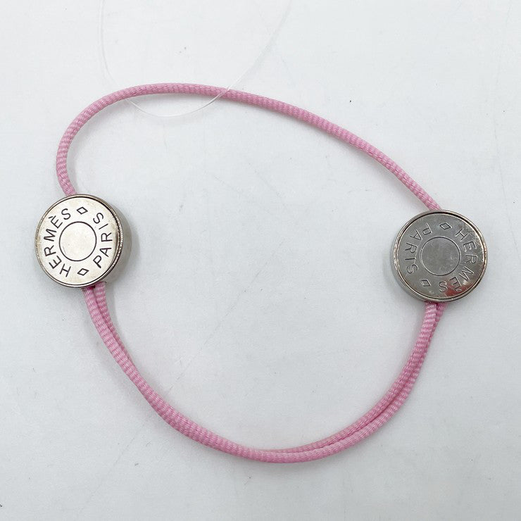 HERMES エルメス ブレスレット セリエ コードブレスレット ピンク系 レディース シルバー金具 美品