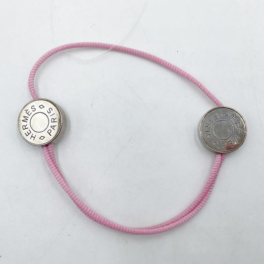 HERMES エルメス ブレスレット セリエ コードブレスレット ピンク系 レディース シルバー金具 美品
