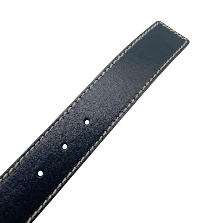 GUCCI グッチ ベルト クレスト プレート 189809 ブラック系 レザー メンズ シルバー金具 #85 美品