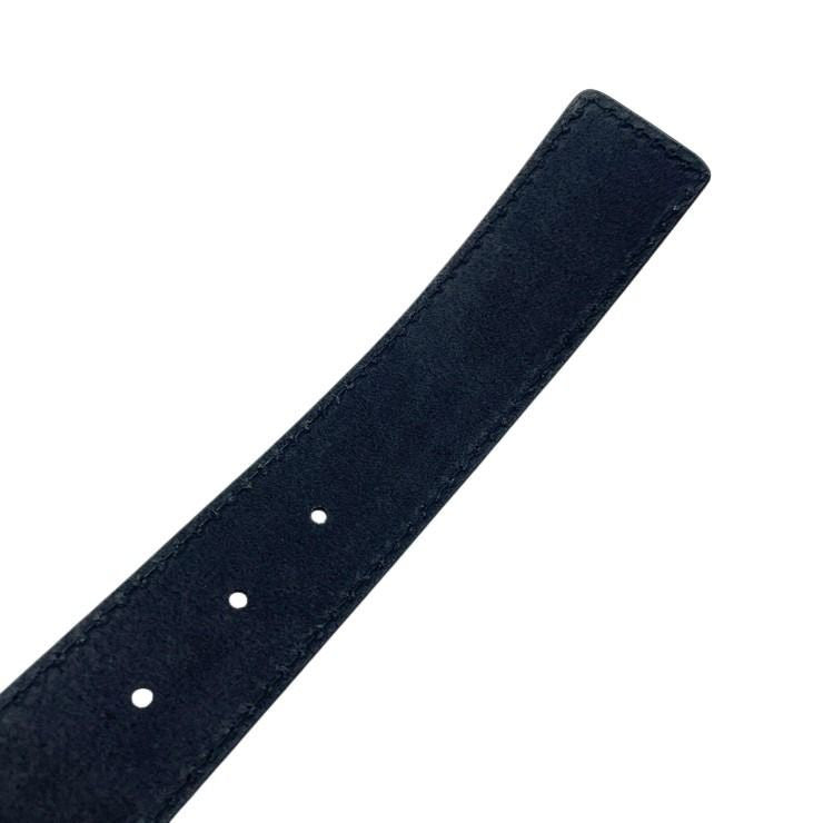 GUCCI グッチ ベルト クレスト プレート 189809 ブラック系 レザー メンズ シルバー金具 #85 美品