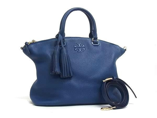 TORY BURCH トリーバーチ ハンドバッグ ブルー系 レザー レディース 2WAY 美品