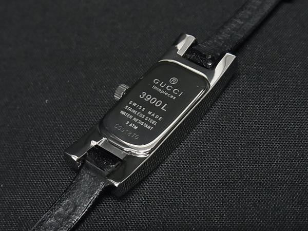 GUCCI グッチ 時計 3900L ブラック シルバー系 ステンレス レザー レディース 美品
