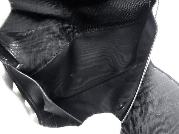 PRADA プラダ 三つ折り財布 トライアングルロゴ M510A ブラック系 サフィアーノレザー レディース シルバー金具 美品