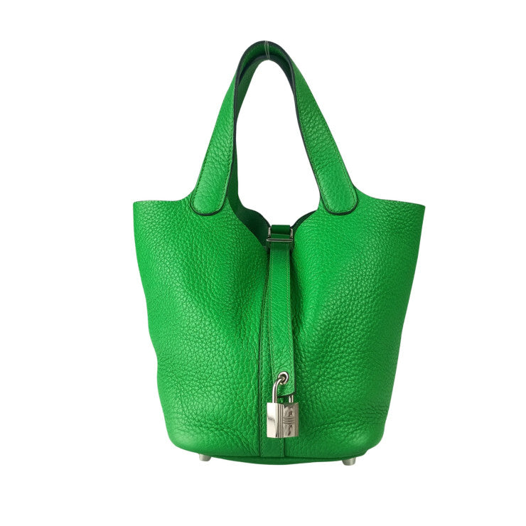 HERMES エルメス ハンドバッグ ピコタンロック PM バンブー（グリ−ン系） トリヨンクレマンス レディース シルバー金具 美品