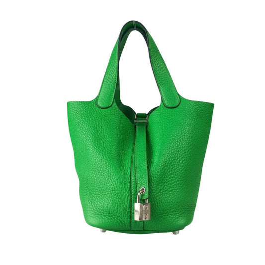 HERMES エルメス ハンドバッグ ピコタンロック PM バンブー（グリ−ン系） トリヨンクレマンス レディース シルバー金具 美品