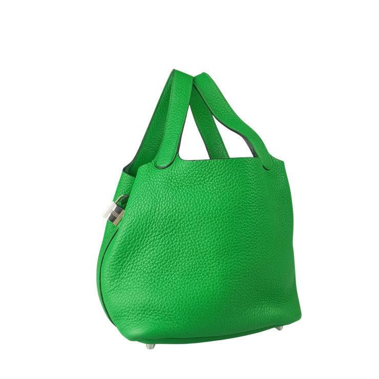 HERMES エルメス ハンドバッグ ピコタンロック PM バンブー（グリ−ン系） トリヨンクレマンス レディース シルバー金具 美品