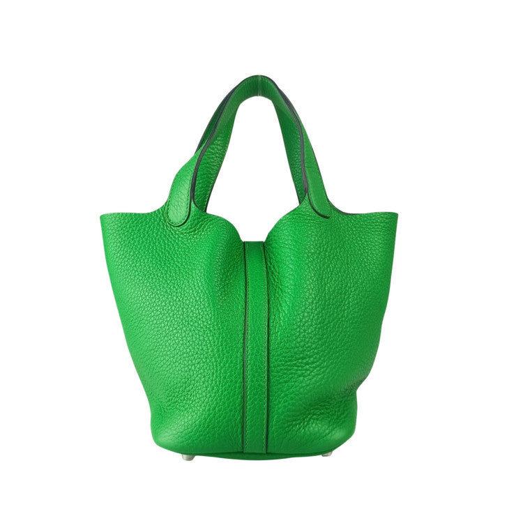 HERMES エルメス ハンドバッグ ピコタンロック PM バンブー（グリ−ン系） トリヨンクレマンス レディース シルバー金具 美品