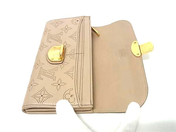 LOUIS VUITTON ヴィトン 財布 ポルトフォイユ イリス M58139 トープ(ベージュ系) モノグラムマヒナ レディース 二つ折り 長財布 ゴールド金具 美品