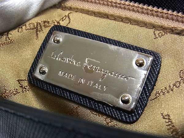 Salvatore Ferragamo フェラガモ ハンドバッグ ガンチーニ BW21 7000 ブラック レザー レディース シルバー金具 超美品