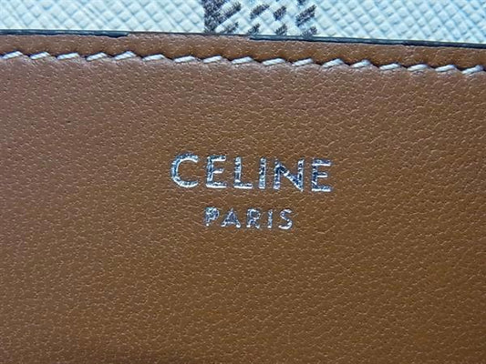 CELINE セリーヌ カードケース トリオンフ フラグメントケース 10F992 ホワイト系 ブラウン PVC レザー ユニセックス 美品