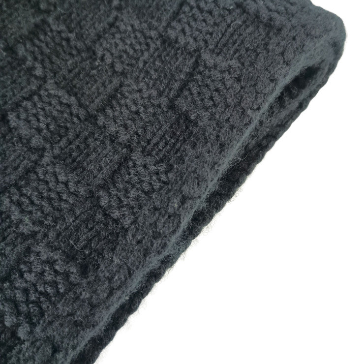 LOUIS VUITTON ルイヴィトン マフラー エシャルプ・ヘルシンキ M74421 ブラック カシミヤ100％ レザー メンズ ダミエパターン