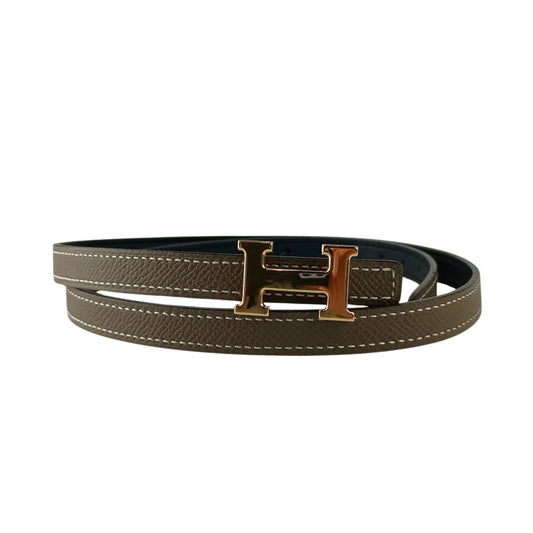 HERMES エルメス ベルト ミニH エトゥープ ブラック ヴォーエプソン ヴォースイフト レディース ゴールド金具 美品