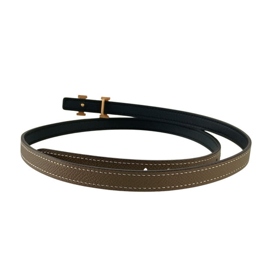 HERMES エルメス ベルト ミニH エトゥープ ブラック ヴォーエプソン ヴォースイフト レディース ゴールド金具 美品