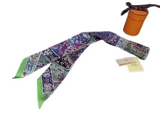HERMES エルメス リボンスカーフ ツイリー 062983S 01 マルチカラー シルク100％ レディース Au Pays des Oiseaux Fleurs 咲く鳥たちの国で 新古未使用展示品