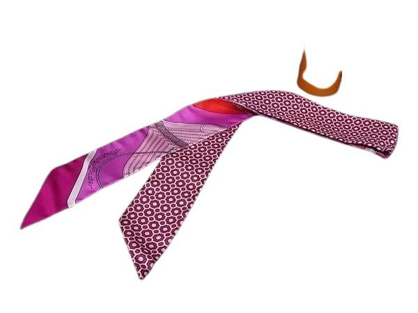 HERMES エルメス リボンスカーフ ツイリー マルチカラー シルク100％ レディース CLIC CLAC MODERN CANNAGE クリッククラック モダンカナージュ 新品未使用展示品