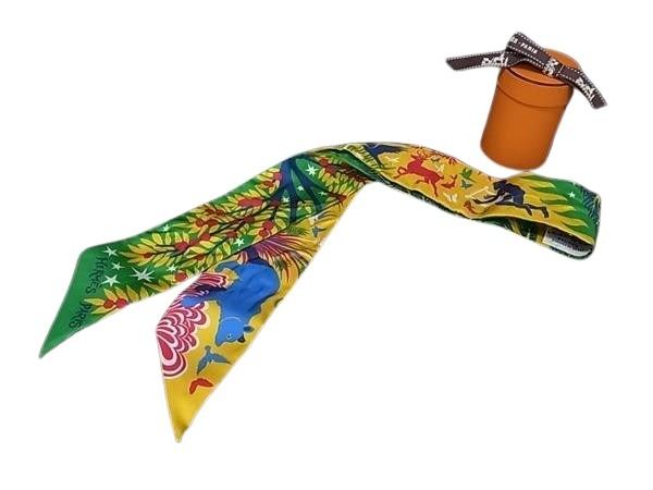 HERMES エルメス リボンスカーフ ツイリー マルチカラー シルク100％ レディース Twilly Le Charme D’Orphee オルフェウスの魅力に誘われて