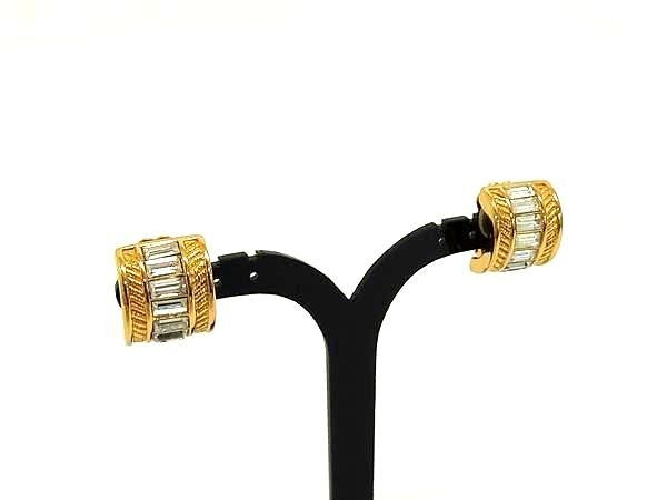 ChristianDior クリスチャンディオール イヤリング ゴールド メタル レディース ラインストーン クリップ式 美品