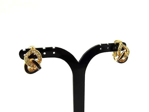 ChristianDior クリスチャンディオール イヤリング ゴールド ブラック メタル レディース 美品