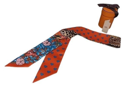 HERMES エルメス リボンスカーフ ツイリー マルチカラー シルク100％ レディース Jungle Love Love ジャングルラブラブ 新品未使用展示品
