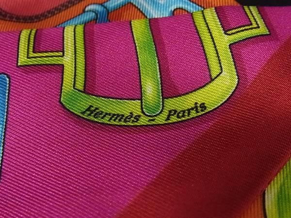 HERMES エルメス リボンスカーフ ツイリー マルチカラー シルク100％ レディース BOUCLERIE D ATTELAGE アトラージュのバックル 美品