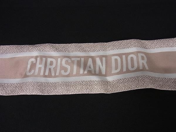 ChristianDior クリスチャンディオール リボンスカーフ トロッター ミッツァ ベージュ系 レディース 美品