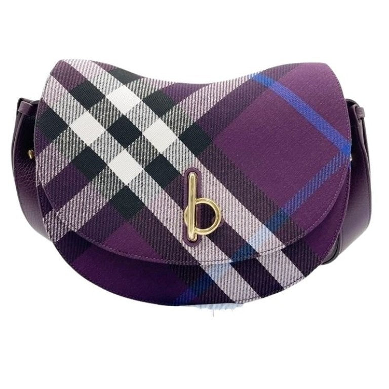 BURBERRY バーバリー ショルダーバッグ ロッキングホース バッグ 8093062 パープル系 キャンバス レディース ゴールド金具 超美品