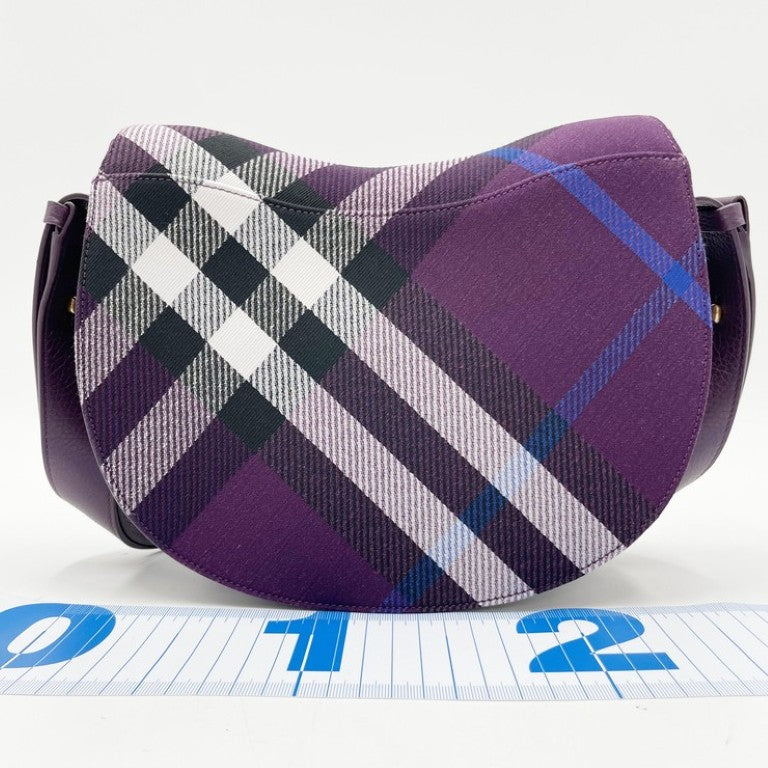BURBERRY バーバリー ショルダーバッグ ロッキングホース バッグ 8093062 パープル系 キャンバス レディース ゴールド金具 超美品