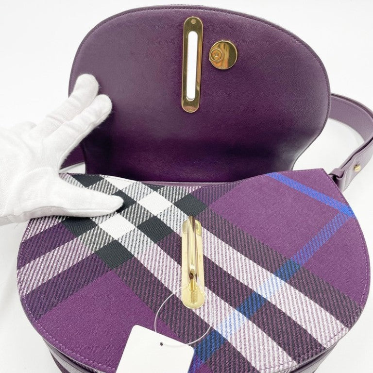 BURBERRY バーバリー ショルダーバッグ ロッキングホース バッグ 8093062 パープル系 キャンバス レディース ゴールド金具 超美品