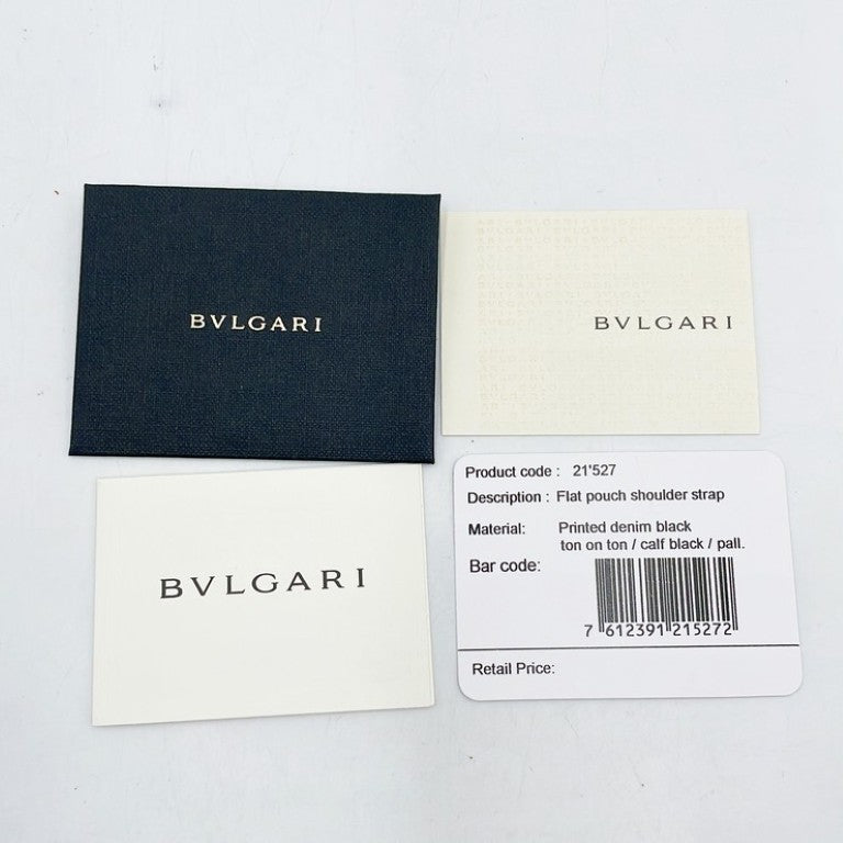 BVLGARI ブルガリ ショルダーバッグ ロゴマニア 21527 ブラック ブルー系 レザー×デニム レディース シルバー金具 美品