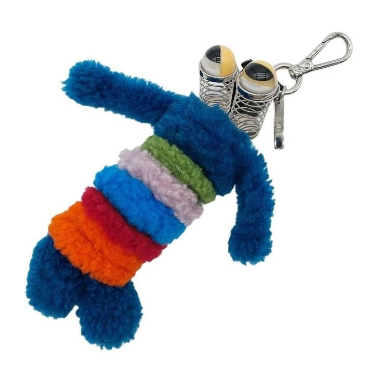 FENDI フェンディ バッグチャーム マルチカラー系 ファー レザー ユニセックス ドールモチーフ シルバー金具 美品