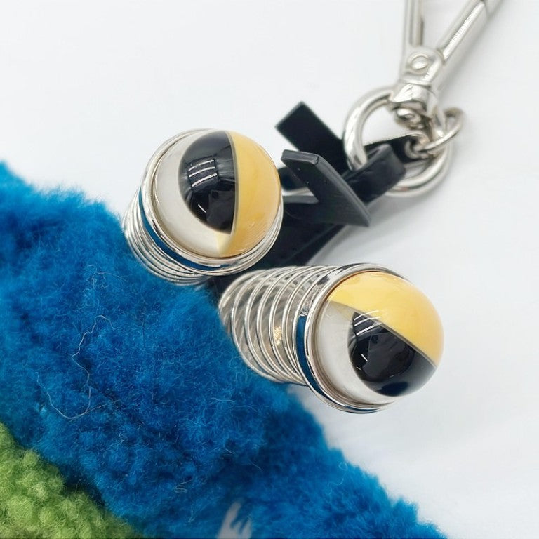 FENDI フェンディ バッグチャーム マルチカラー系 ファー レザー ユニセックス ドールモチーフ シルバー金具 美品