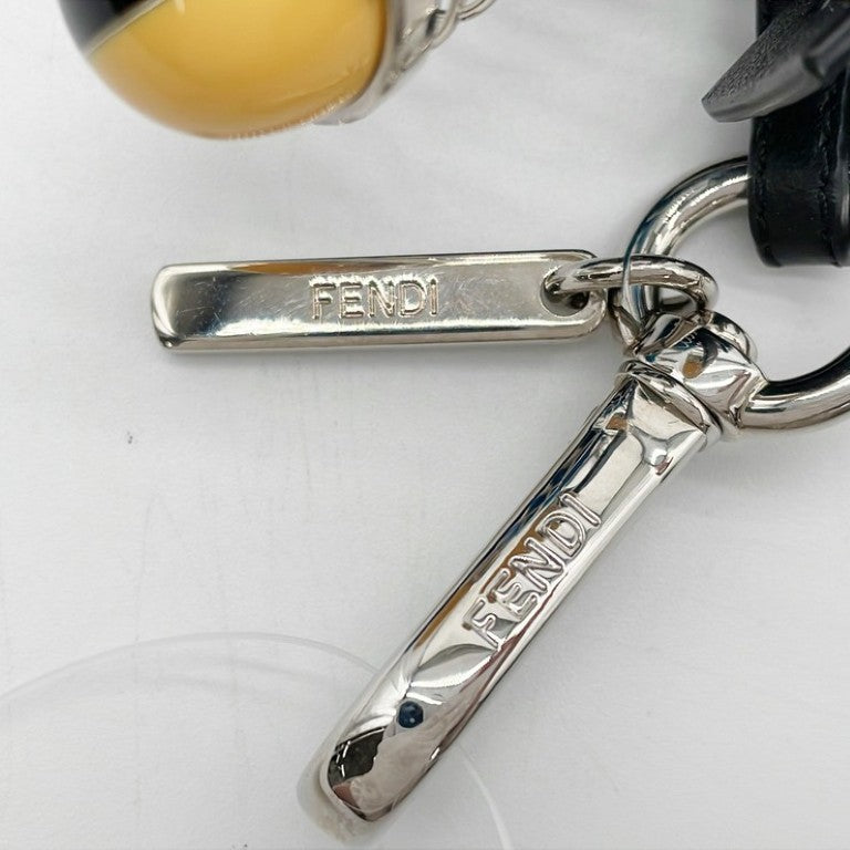 FENDI フェンディ バッグチャーム マルチカラー系 ファー レザー ユニセックス ドールモチーフ シルバー金具 美品