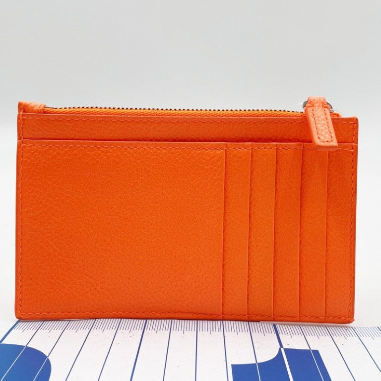 BALENCIAGA バレンシアガ コインケース フラグメントケース 640535 オレンジ系 レザー ユニセックス カードケース 美品