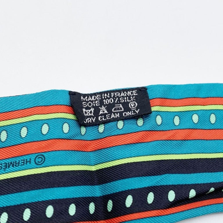 HERMES エルメス リボンスカーフ ツイリー マルチカラー系 シルク100％ レディース Rocabar ロカバール 美品