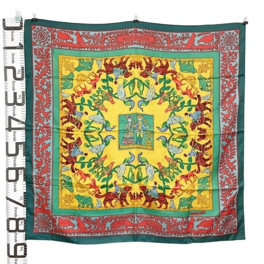 HERMES エルメス スカーフ カレ90 マルチカラー系 シルク100％ レディース EARLY AMERICA 大判 美品