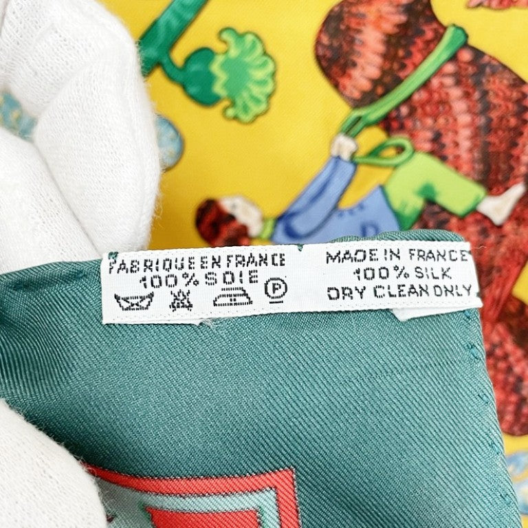 HERMES エルメス スカーフ カレ90 マルチカラー系 シルク100％ レディース EARLY AMERICA 大判 美品