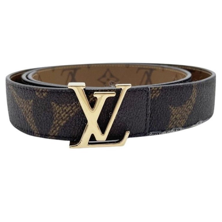 LOUIS VUITTON ルイヴィトン ベルト LV アイコニック リバーシブル ベルト M0149 ブラウン系 モノグラムリバース ユニセックス LVイニシャル ゴールド金具 美品