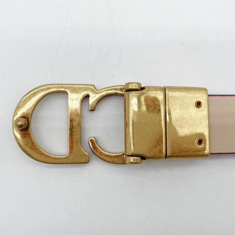 Christian Dior ディオール ベルト サドル リバーシブルベルト ボルドー系 レザー レディース ゴールド金具 美品
